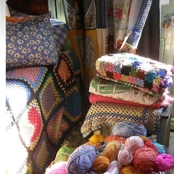 Vintage Afghan Crochet Throw Blanket Orange Yellow Cabin Vibes - Picture 5 of 5